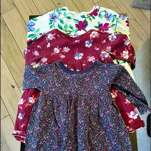 3 cotton floral dresses size 12-18 months